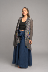 Crowned in Indigo Flutter-Sleeve Cover Up