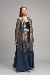 Crowned in Indigo Flutter-Sleeve Cover Up