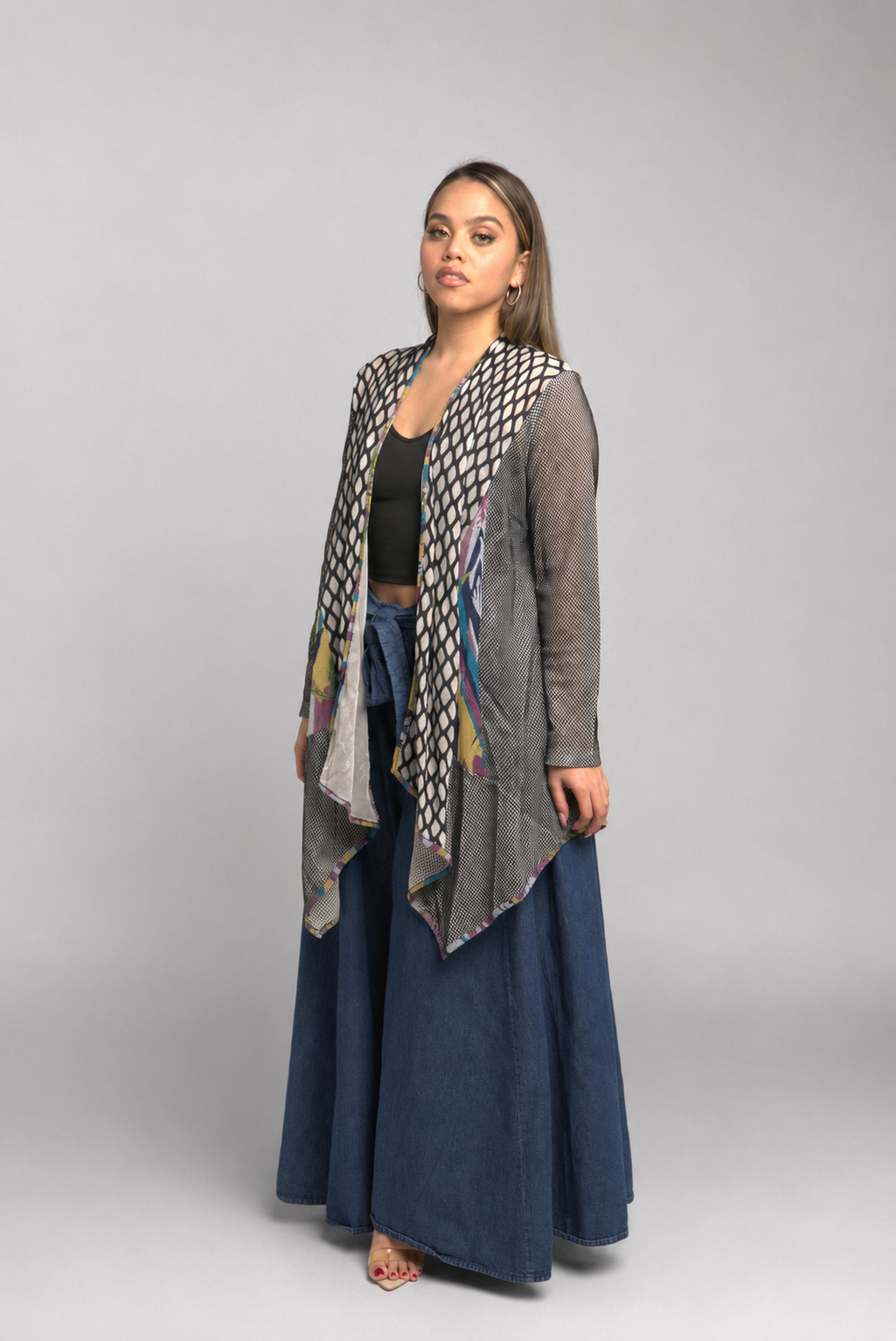 Crowned in Indigo Flutter-Sleeve Cover Up