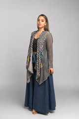 Crowned in Indigo Flutter-Sleeve Cover Up