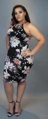 Pink & Black Floral Dress