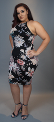 Pink & Black Floral Dress