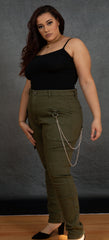 Army Green Cargo Jeans (Plus)