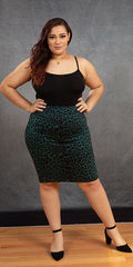Green Midi Print Skirt (Plus)