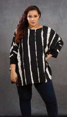 Black Brushes Striped Top (Plus)