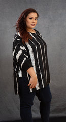 Black Brushes Striped Top (Plus)