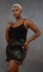 Rouge Bow Leather Skirt (Black)