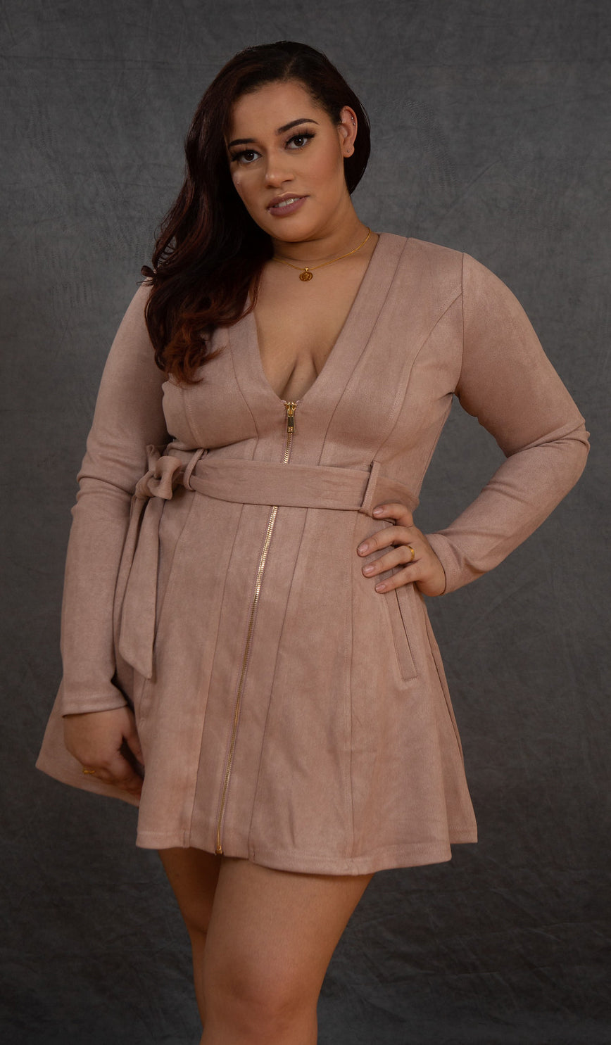 "Such A Doll" Cover Up Dress, Tan (Plus)