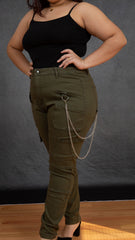 Army Green Cargo Jeans (Plus)